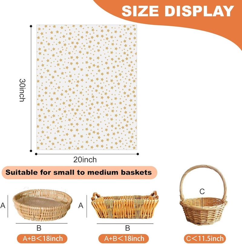 ZIMCEMS 12Pcs 20X30 inch Gold Star Printed Clear Cellophane Gift Wrap Bags Basket Wrapping Plastic Large Cello Bags for Party Favors Treats Mug with 5" Twist Ties - Image 2